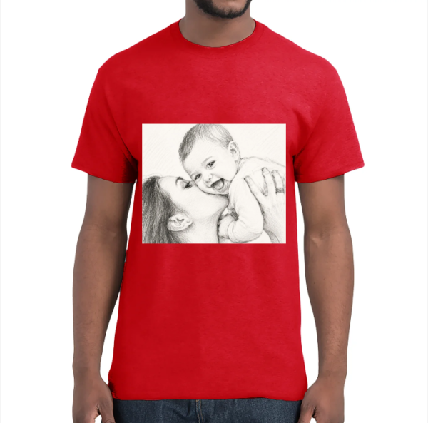 Rood 6 - T-shirt met de gecreëerde AI -kunst afbeelding. (incl verzendkosten)