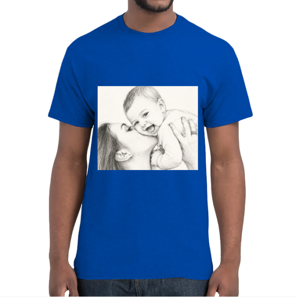 Blauw T-shirt 6 - T-shirt met de gecreëerde AI -kunst afbeelding. (incl verzendkosten)