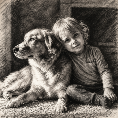 3 - Stijl C  >  AI -Kunst als een Houtskool Tekening  -  (incl verzendkosten)